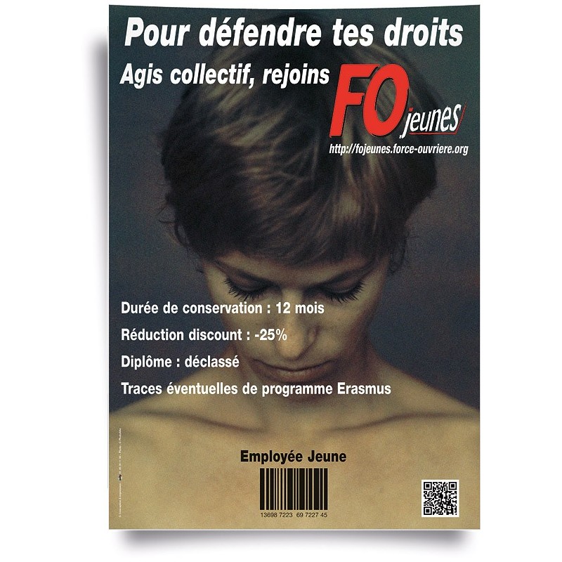 Affiche : « Employé Jeune, Traces Éventuelles de Programme Erasmus »
